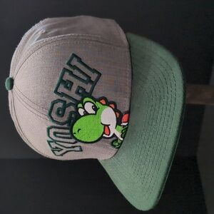 Yoshi Gray / Green Super Mario Bros.Flat Bill, Snapback Hat.